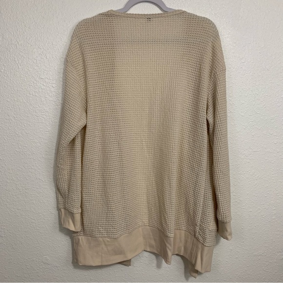 Cream Medium Weight Waffle Knit Double Pocket Cardigan Size XL - Picture 3 of 7